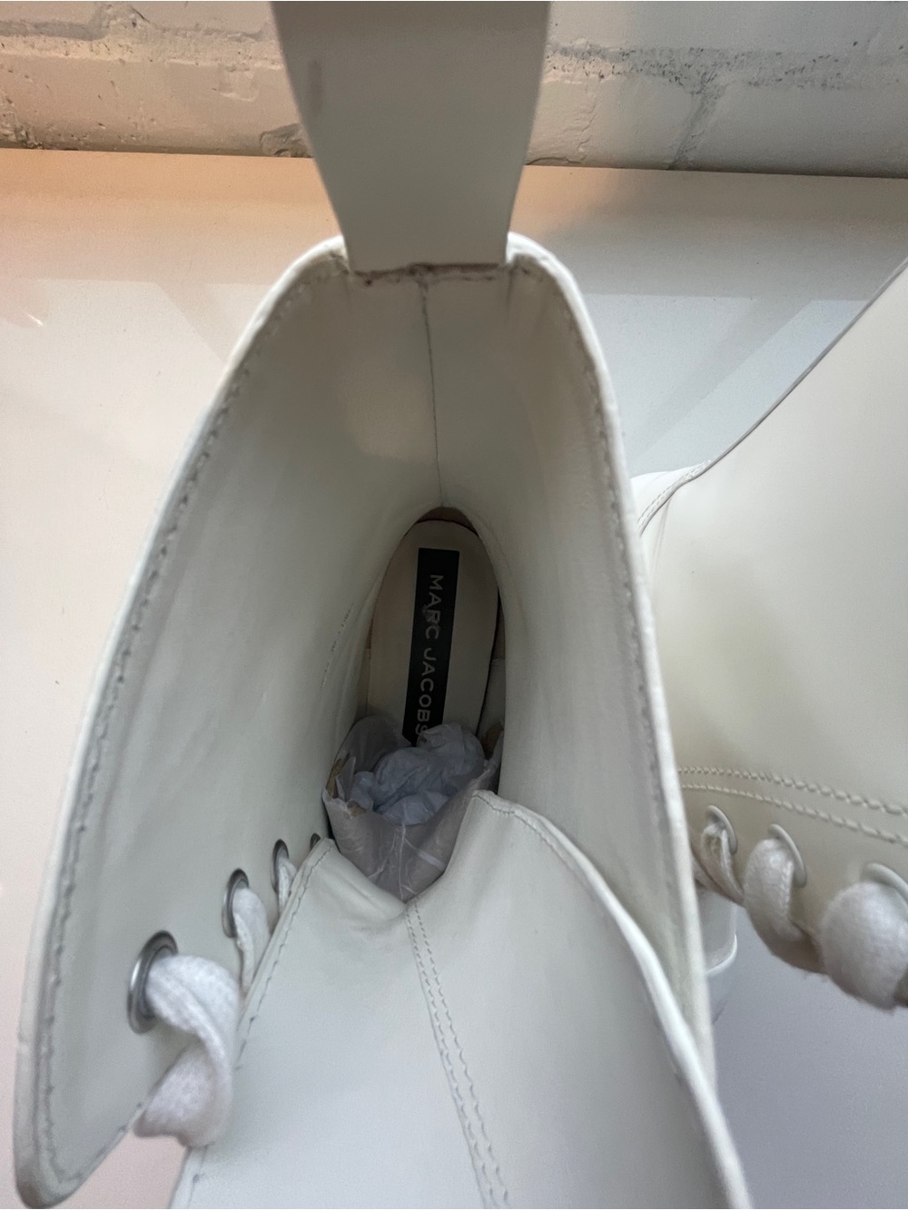 Marc Jacobs White Bristol Lace-Up Combat Boots - Picture 5 of 7